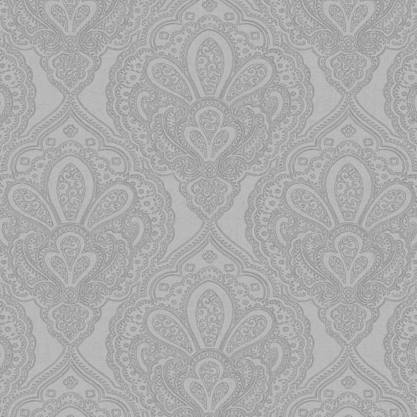 Galerie DWP0247-03 Silver Grey Mehndi Damask - Eade's Wallpaper