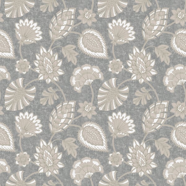 Galerie DWP0351-04 Silver Grey Flower Fan - Eade's Wallpaper