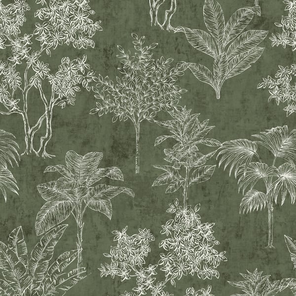 Galerie DWP0361-01 Green Floating Foliage - Eade's Wallpaper