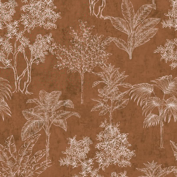 Galerie DWP0361-07 Orange Floating Foliage - Eade's Wallpaper