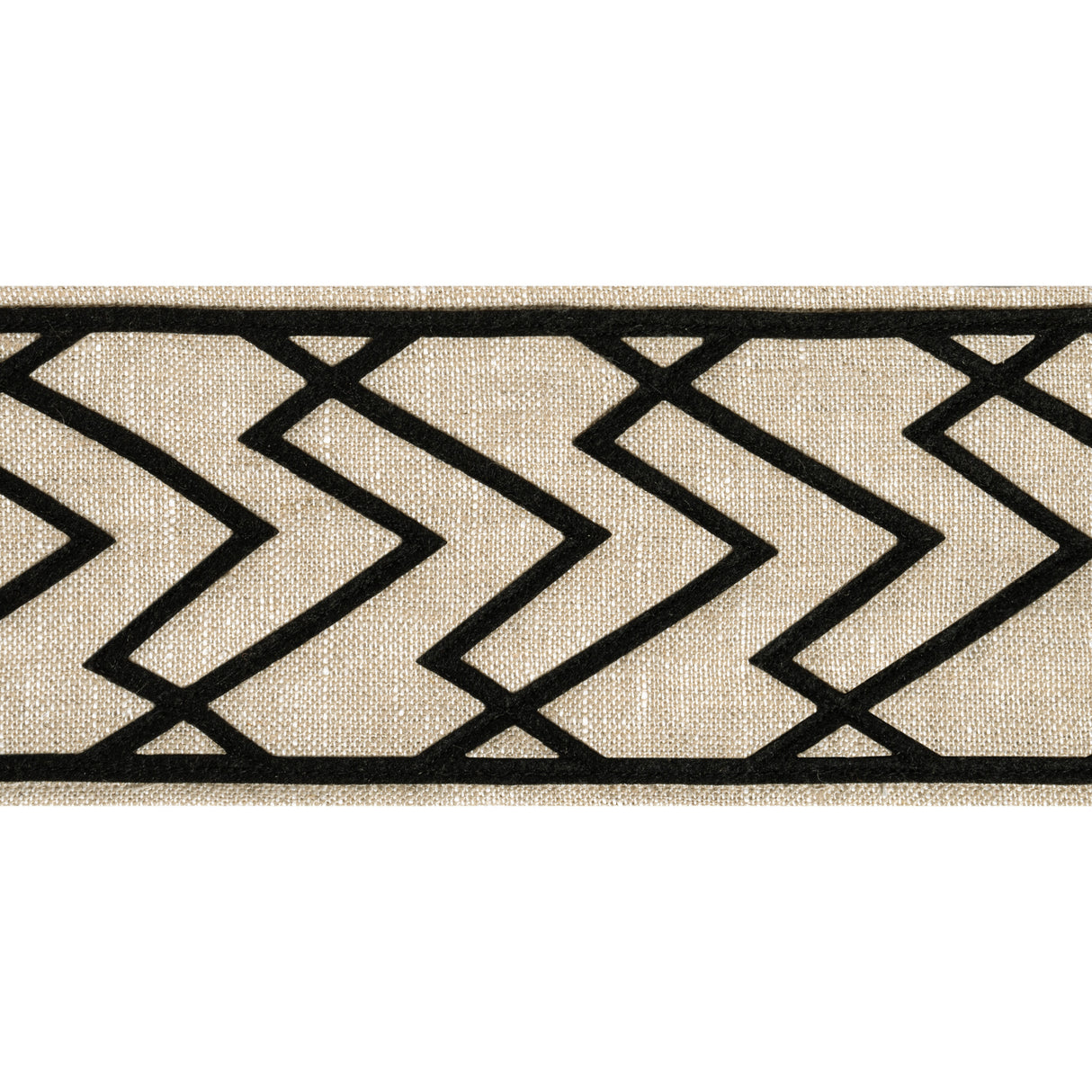 Thibaut E12208 SUMMIT APPLIQUE TAPE Black on Linen