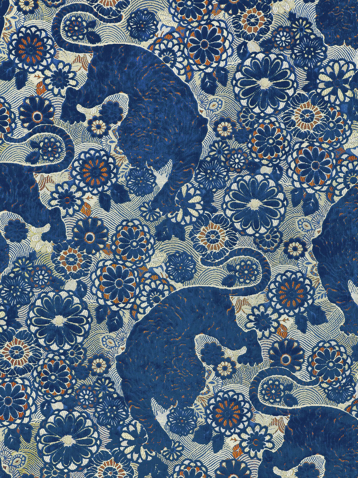 Scalamandre EA 000218V1 SAPPHIRE FLAME SIBERIAN TIGER Fabric - Eade's Wallpaper