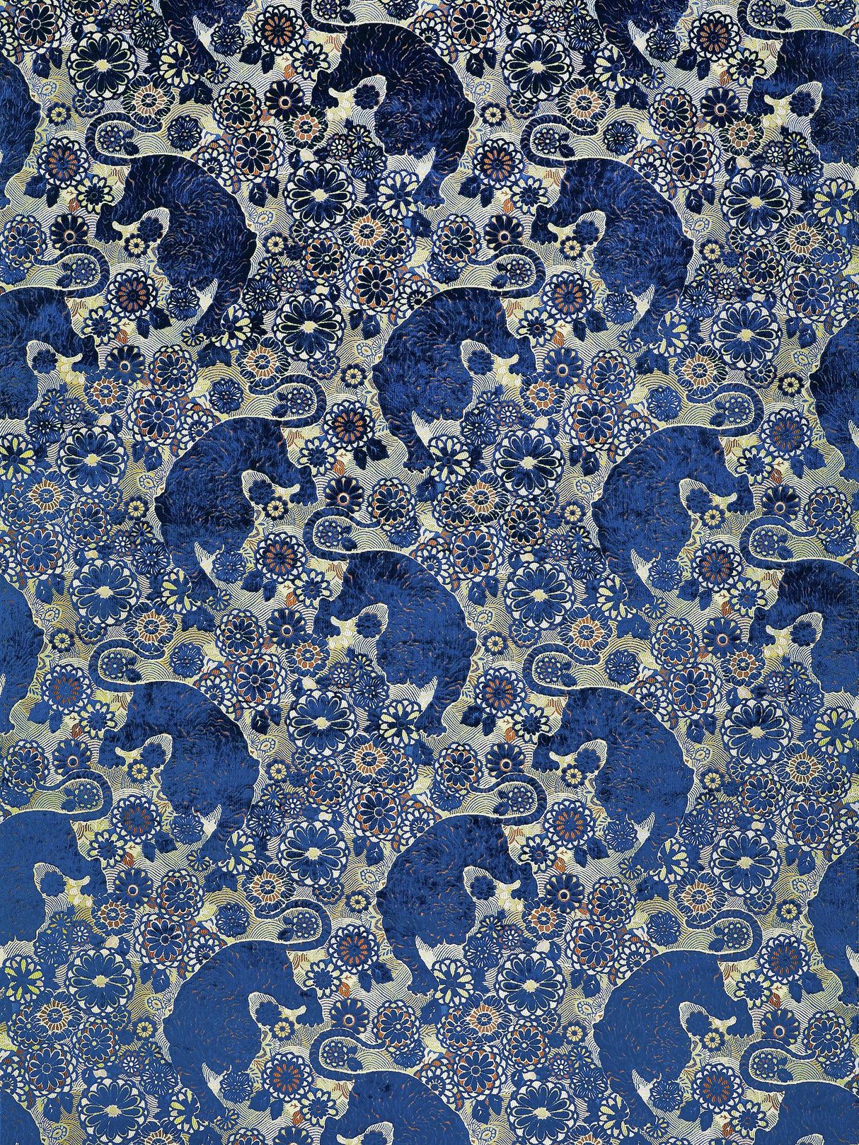 Scalamandre EA 000218V1 SAPPHIRE FLAME SIBERIAN TIGER Fabric - Eade's Wallpaper