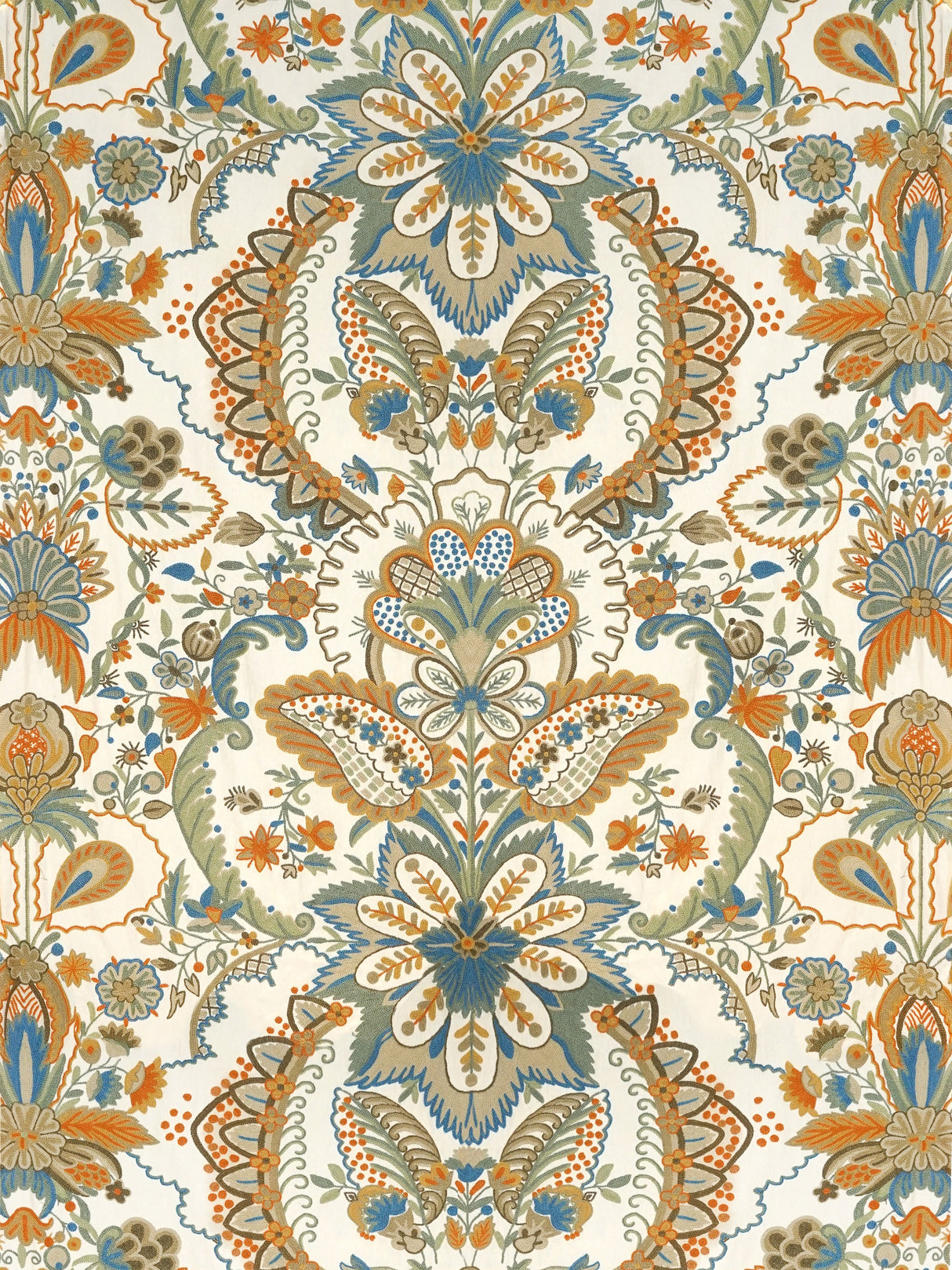 Scalamandre EG 00022390 ANTIQUE LALITA CREWEL Fabric - Eade's Wallpaper