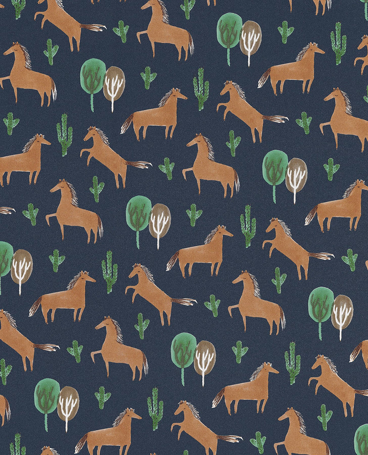Eijffinger EJ354101 Tuva Navy Horse Wallpaper