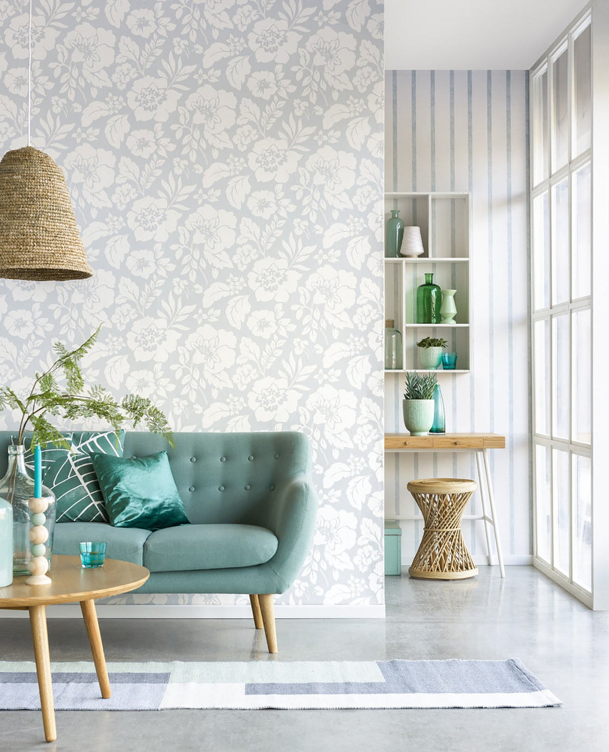 Eijffinger EJ363062 Avens Mint Floral Wallpaper