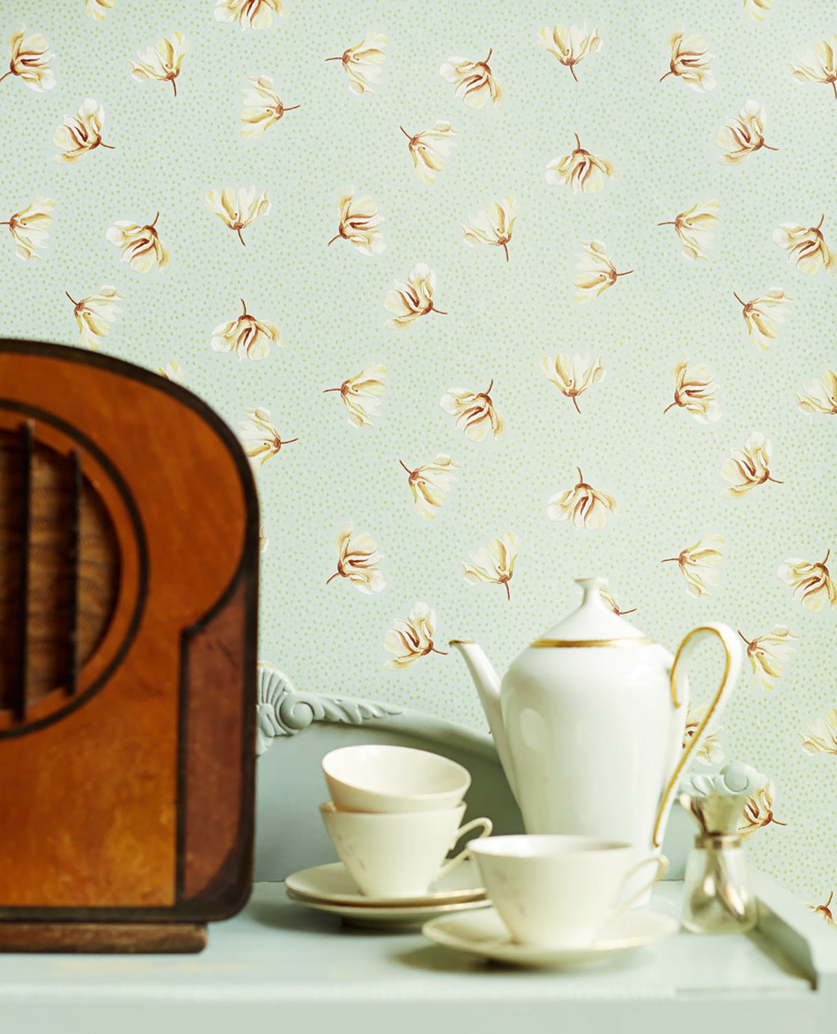 Eijffinger EJ365073 Mullein Green Floral Wallpaper