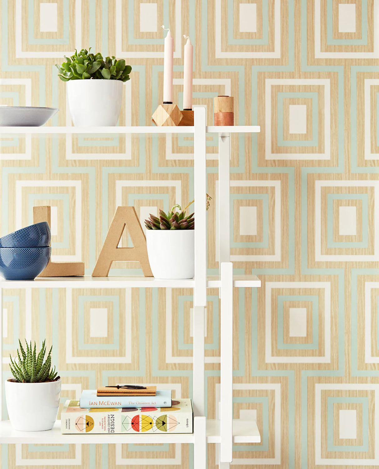 Eijffinger EJ377021 Loke Light Green Wood Geometric Wallpaper