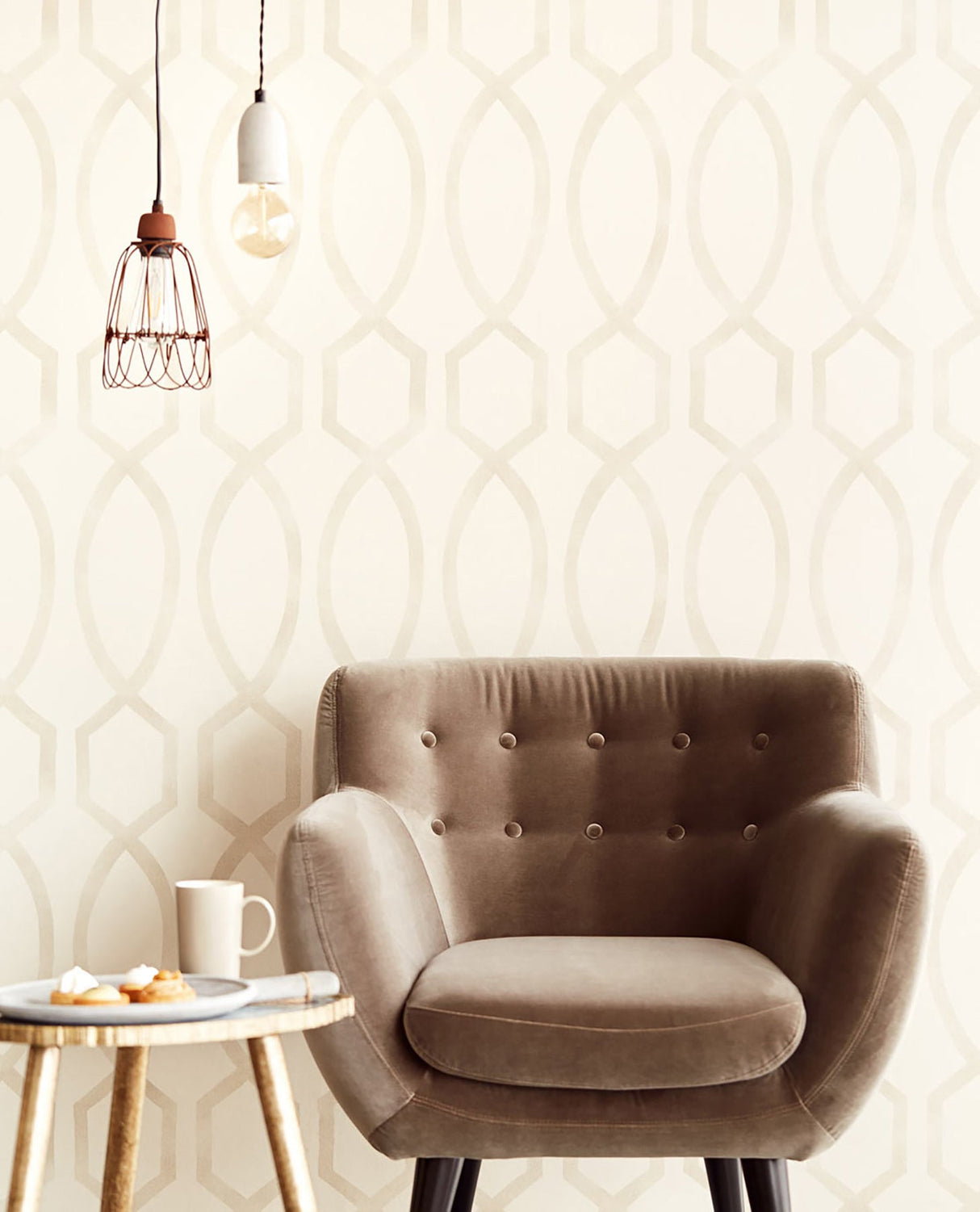 Eijffinger EJ377044 Stina Bone Trellis Wallpaper