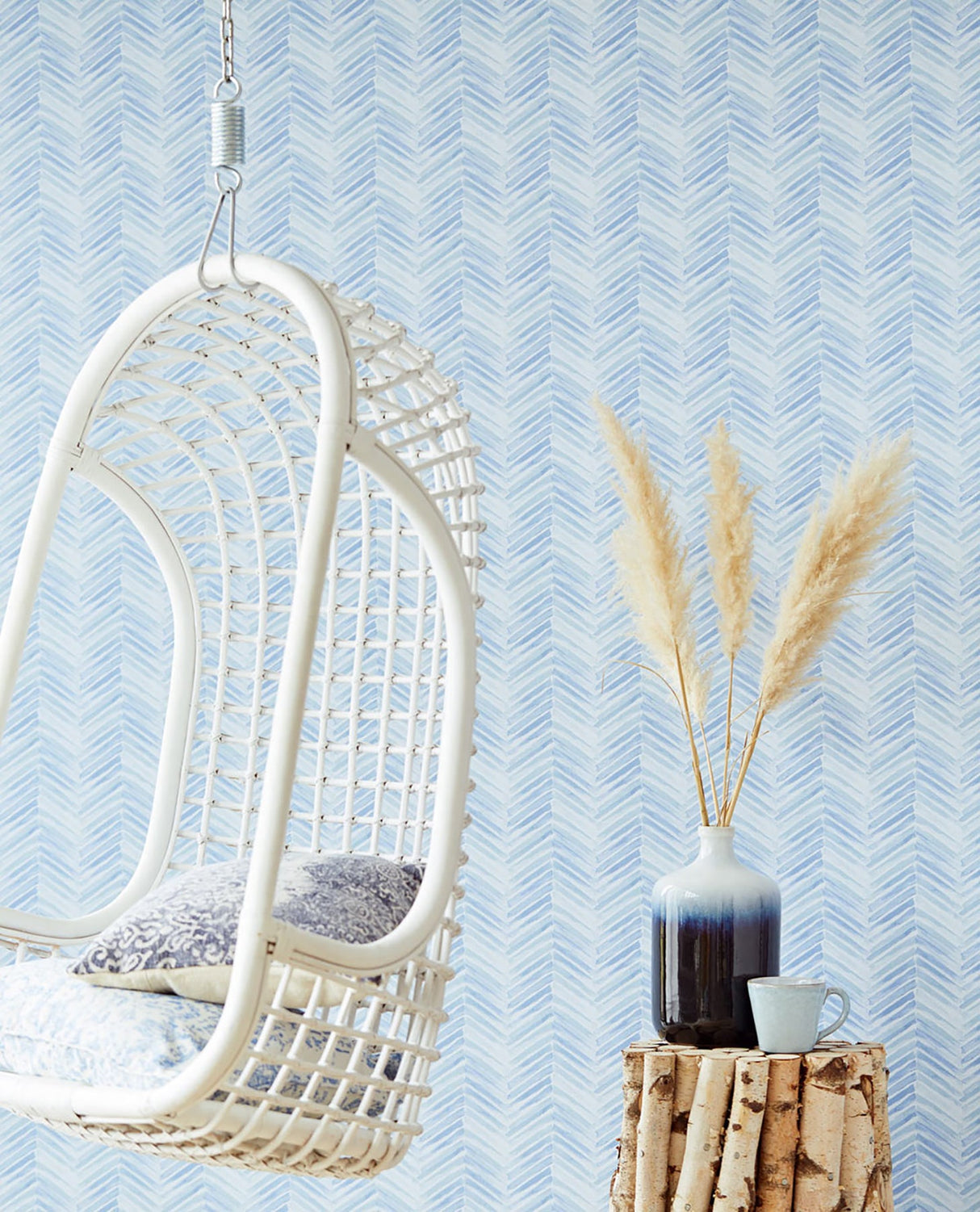 Eijffinger EJ377093 Tilde Blue Chevron Wallpaper