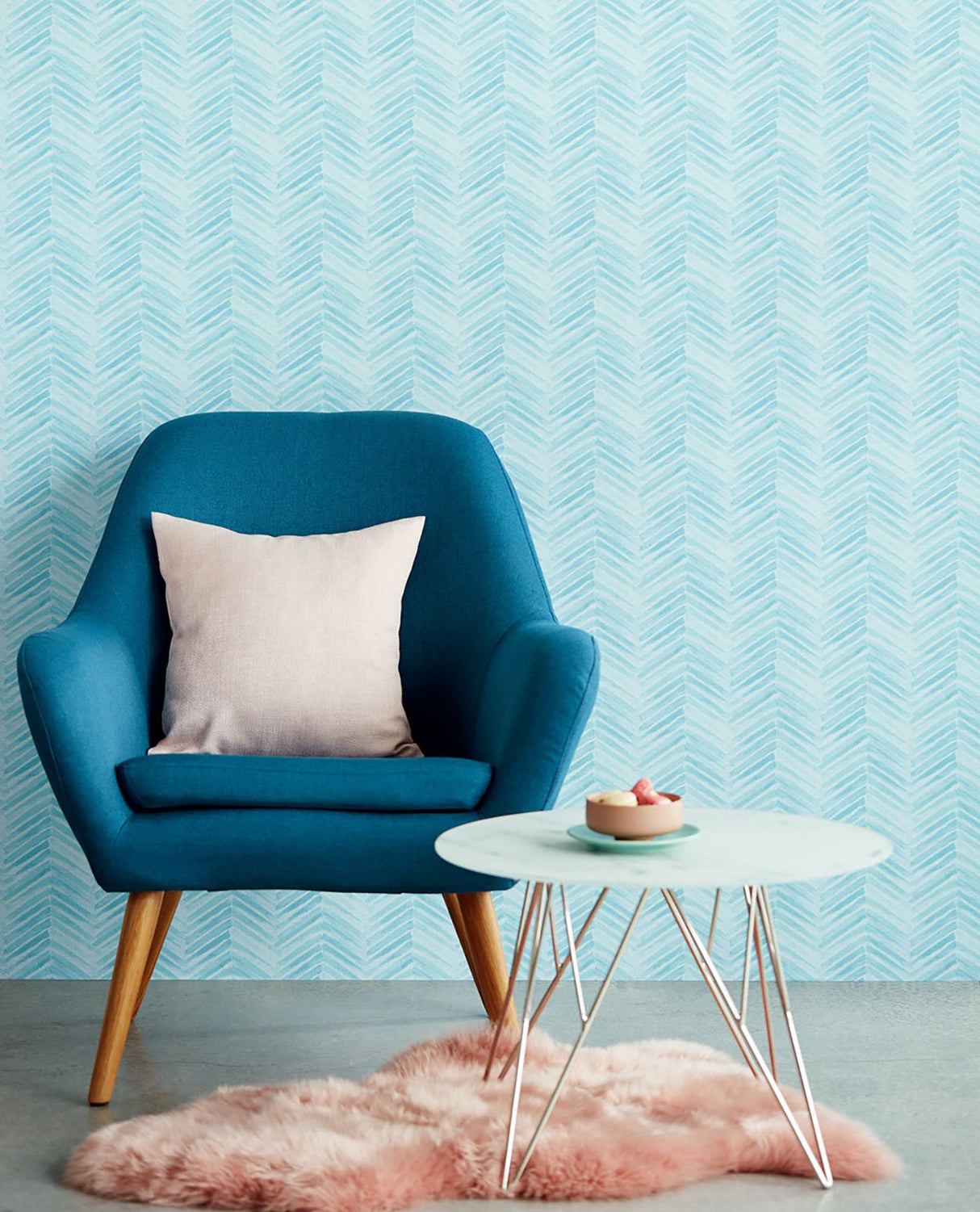 Eijffinger EJ377094 Tilde Turquoise Chevron Wallpaper
