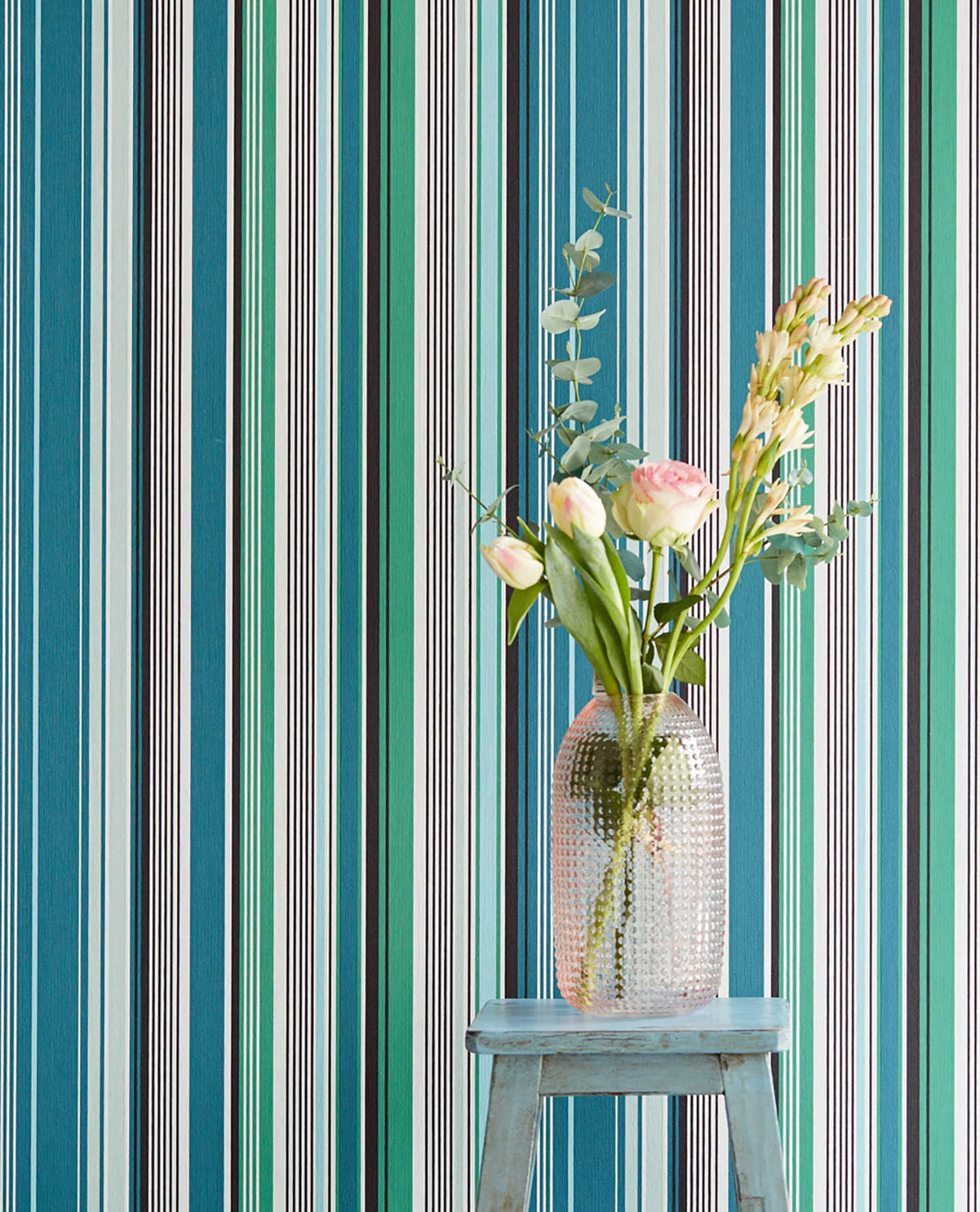 Eijffinger EJ377112 Svea Teal Stripe Wallpaper