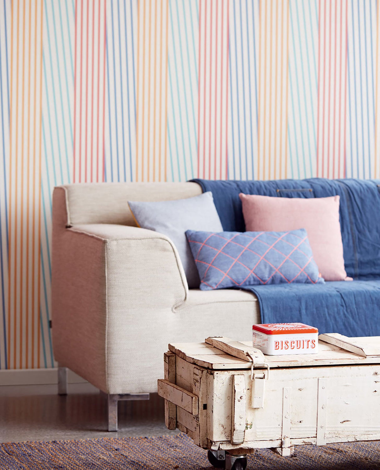 Eijffinger EJ377122 Maryam Multicolor Modern Stripe Wallpaper