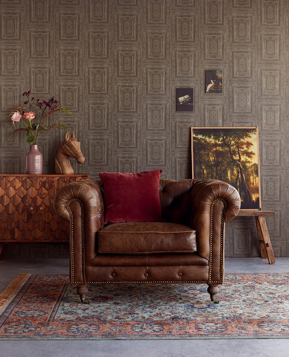 Eijffinger EJ382522 Olsson Charcoal Wood Panel Wallpaper