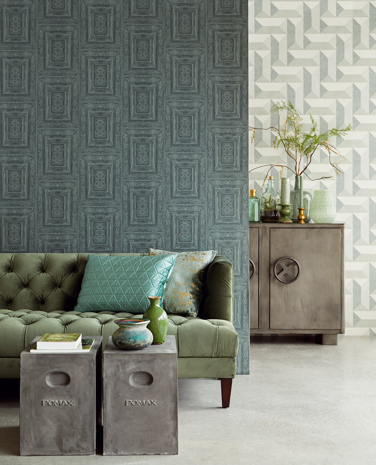 Eijffinger EJ382523 Olsson Dark Green Wood Panel Wallpaper