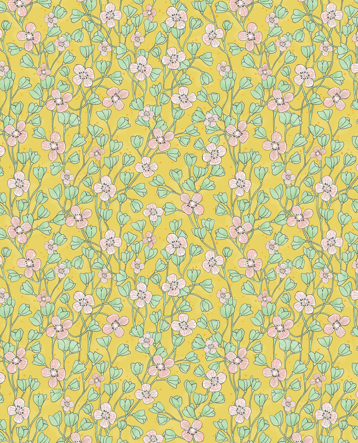 Eijffinger EJ383536 Maja Mustard Miniature Floral Wallpaper