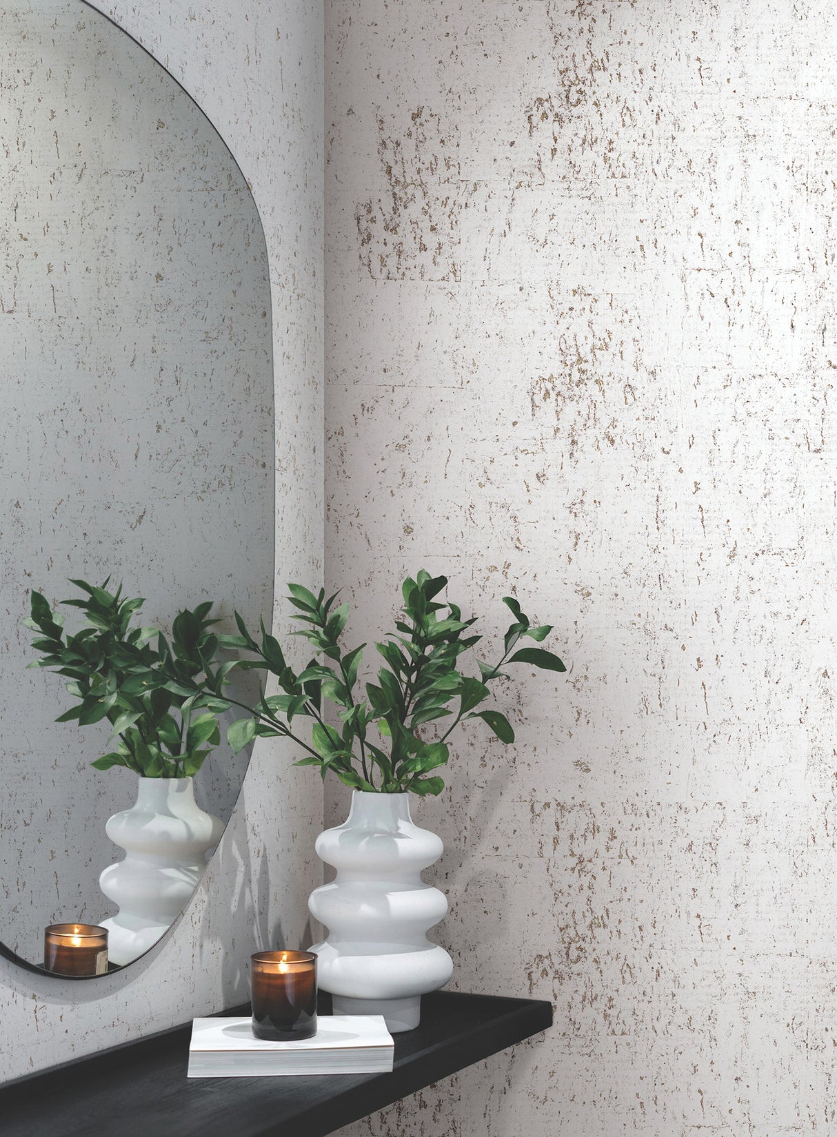 York EV3902 Cork Bright White & Gold Wallpaper