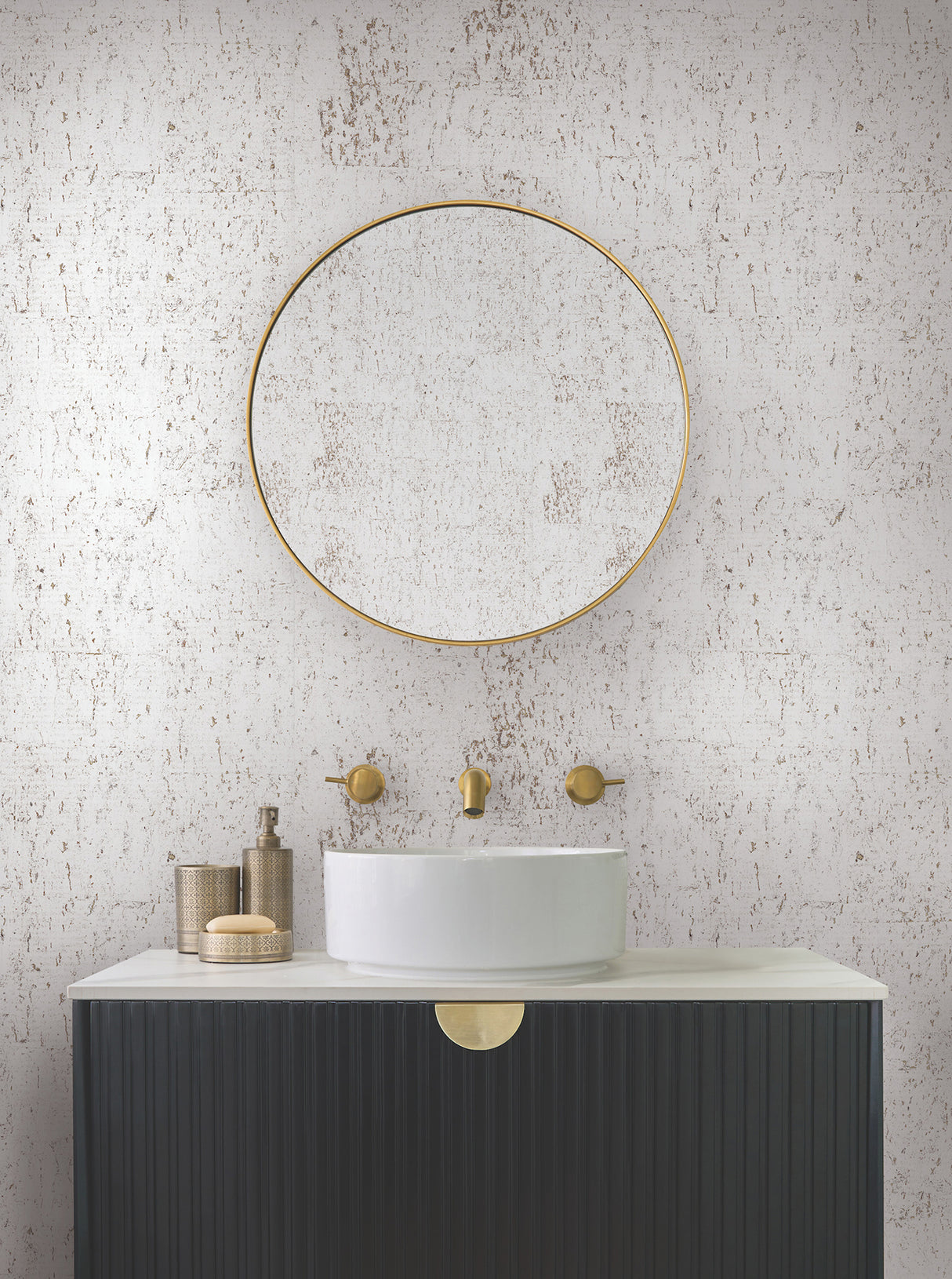 York EV3902 Cork Bright White & Gold Wallpaper