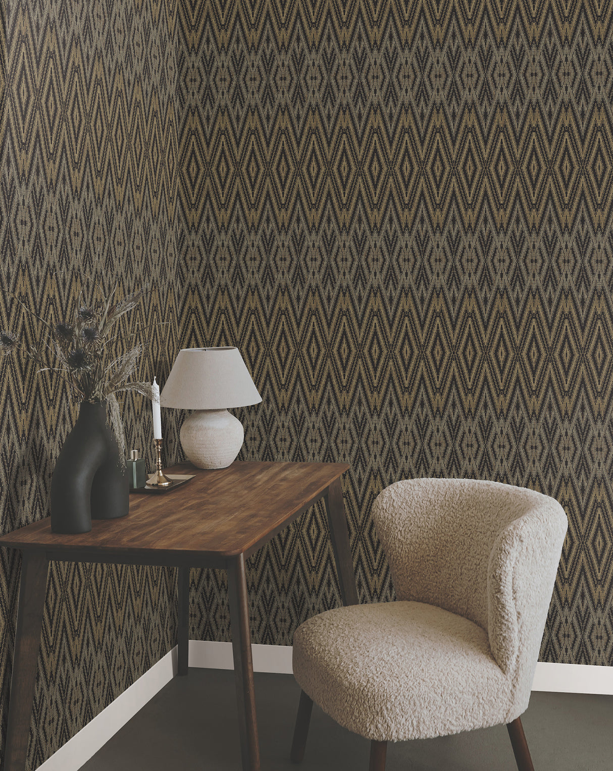 York EV3912 Diamond Marquise Black Wallpaper