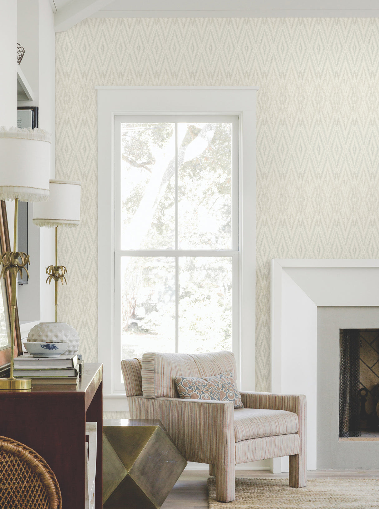 York EV3913 Diamond Marquise Light Neutral Wallpaper