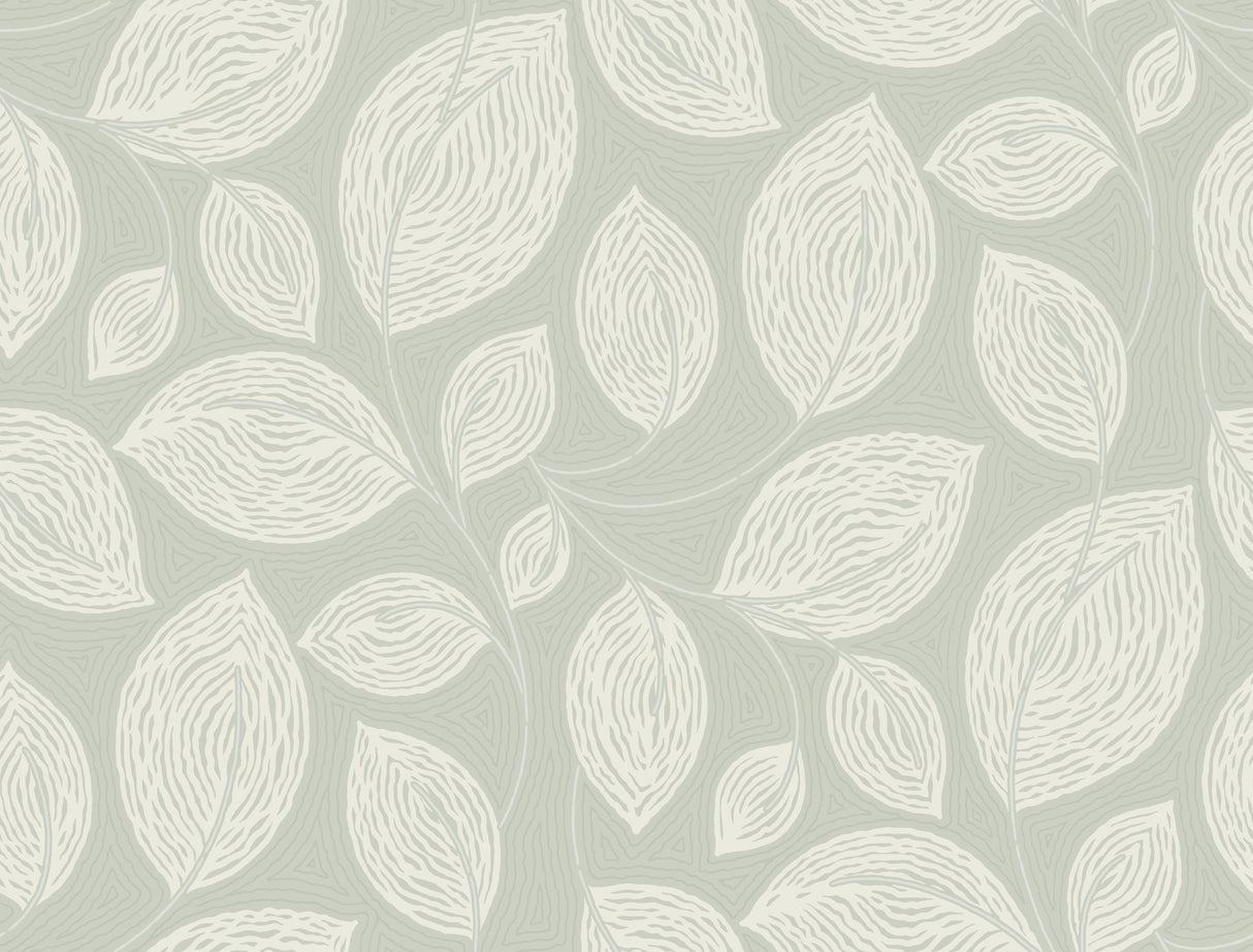 York EV3921 Contoured Leaves Green Wallpaper