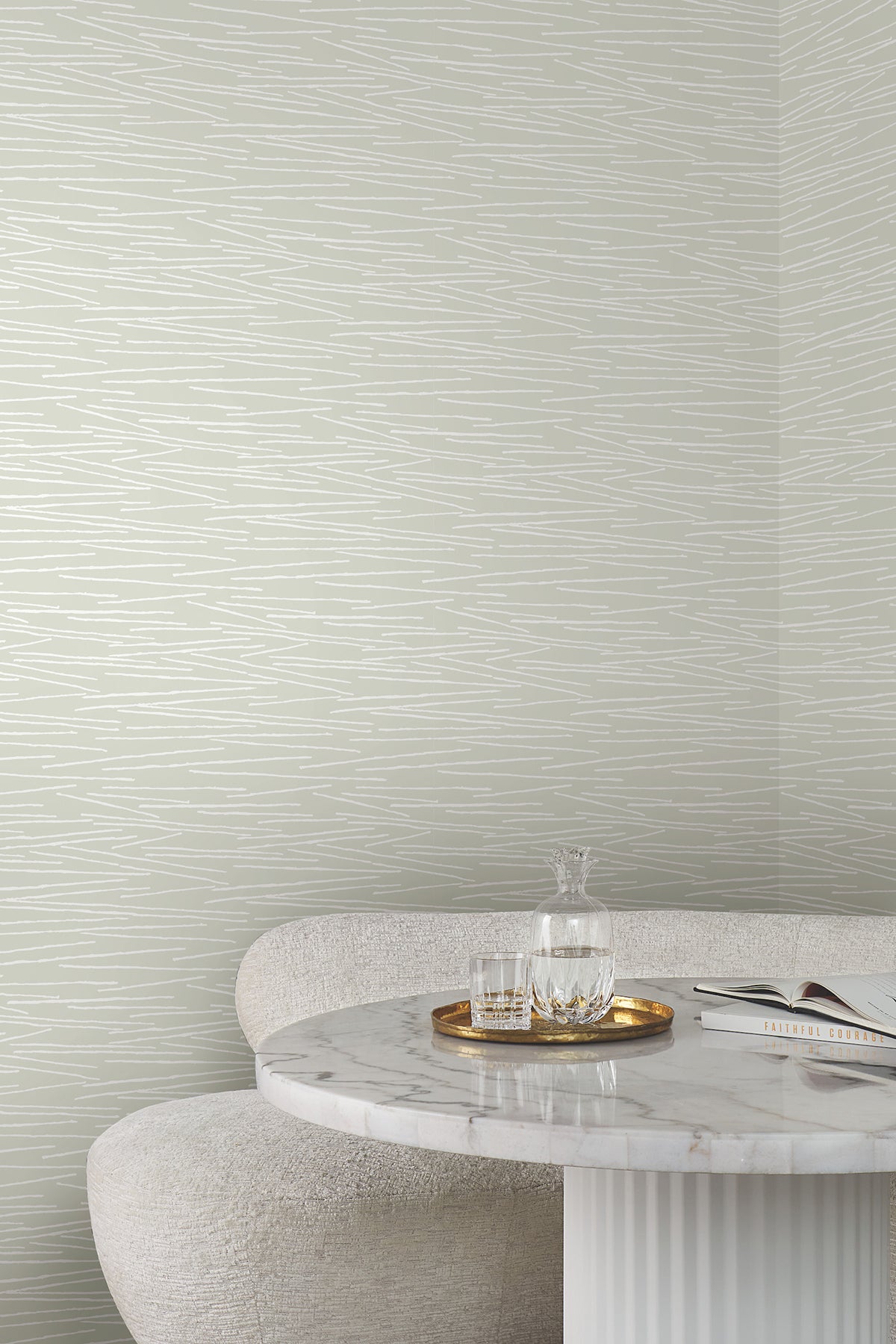 York EV3934 Line Horizon Soft Green Wallpaper