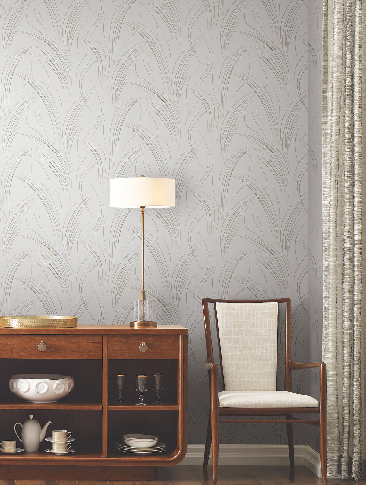 York EV3939 Graceful Wisp White Wallpaper