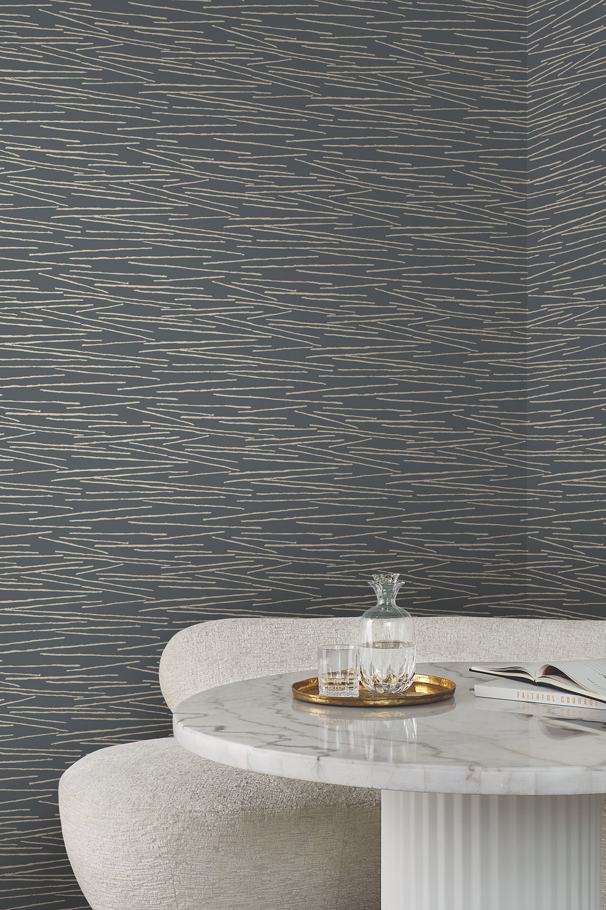 York EV3940 Line Horizon Charcoal Wallpaper