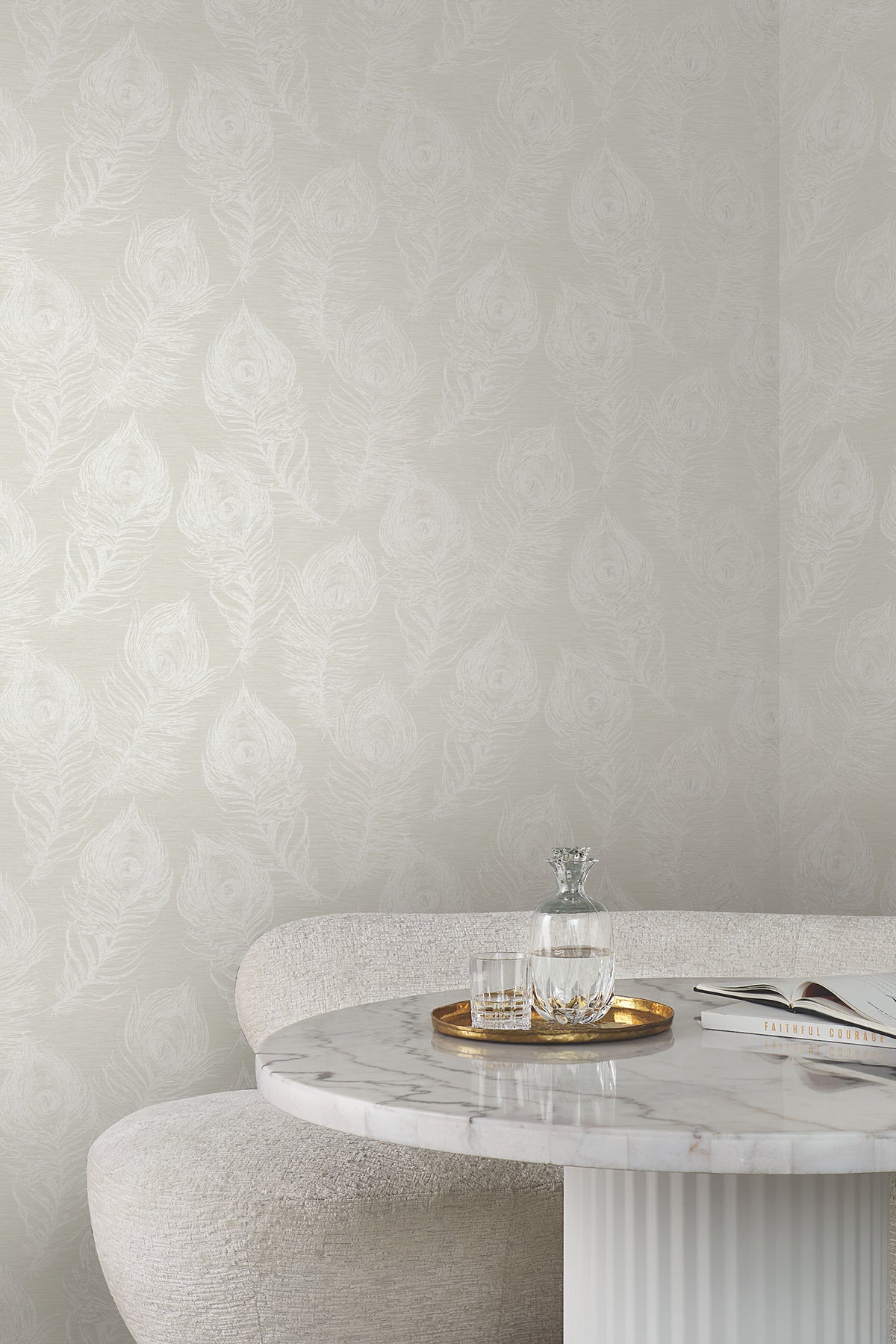 York EV3944 Regal Peacock White Wallpaper