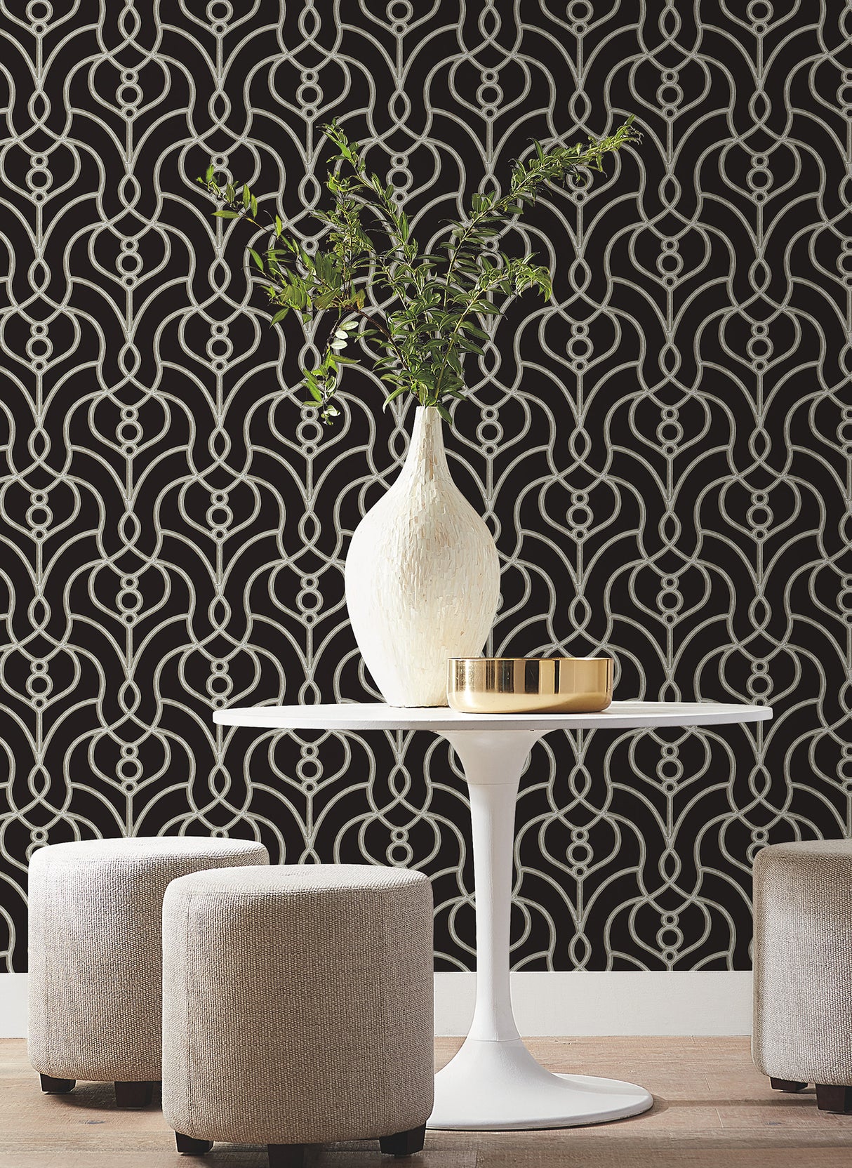 York EV3945 Divine Trellis Black Wallpaper