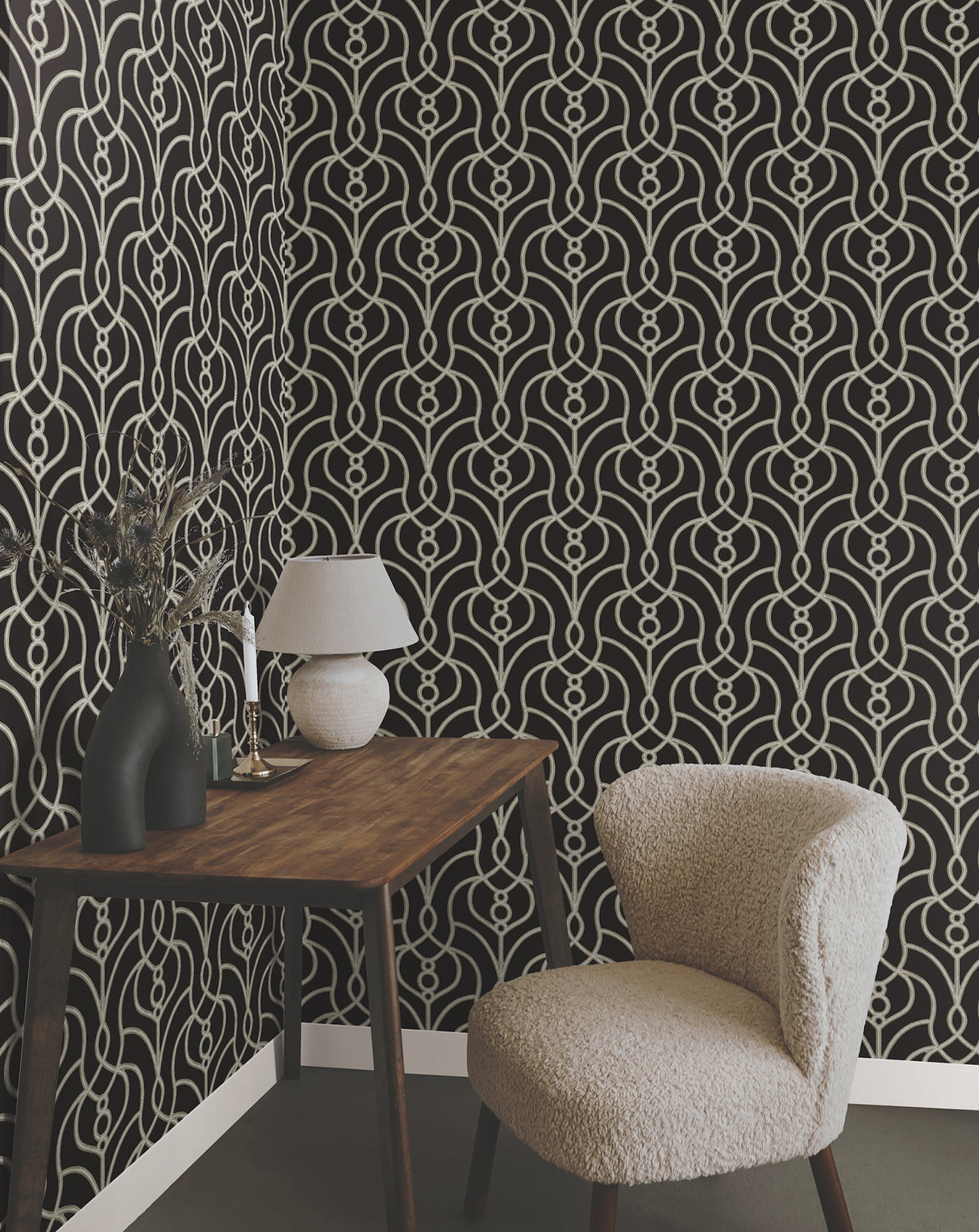 York EV3945 Divine Trellis Black Wallpaper