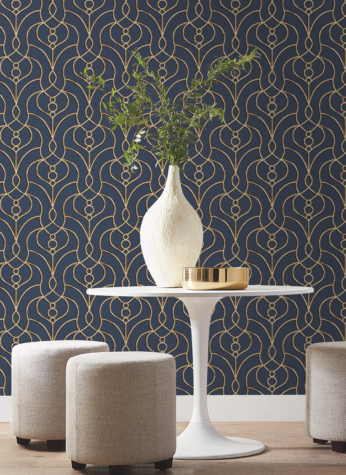 York EV3946 Divine Trellis Navy Wallpaper