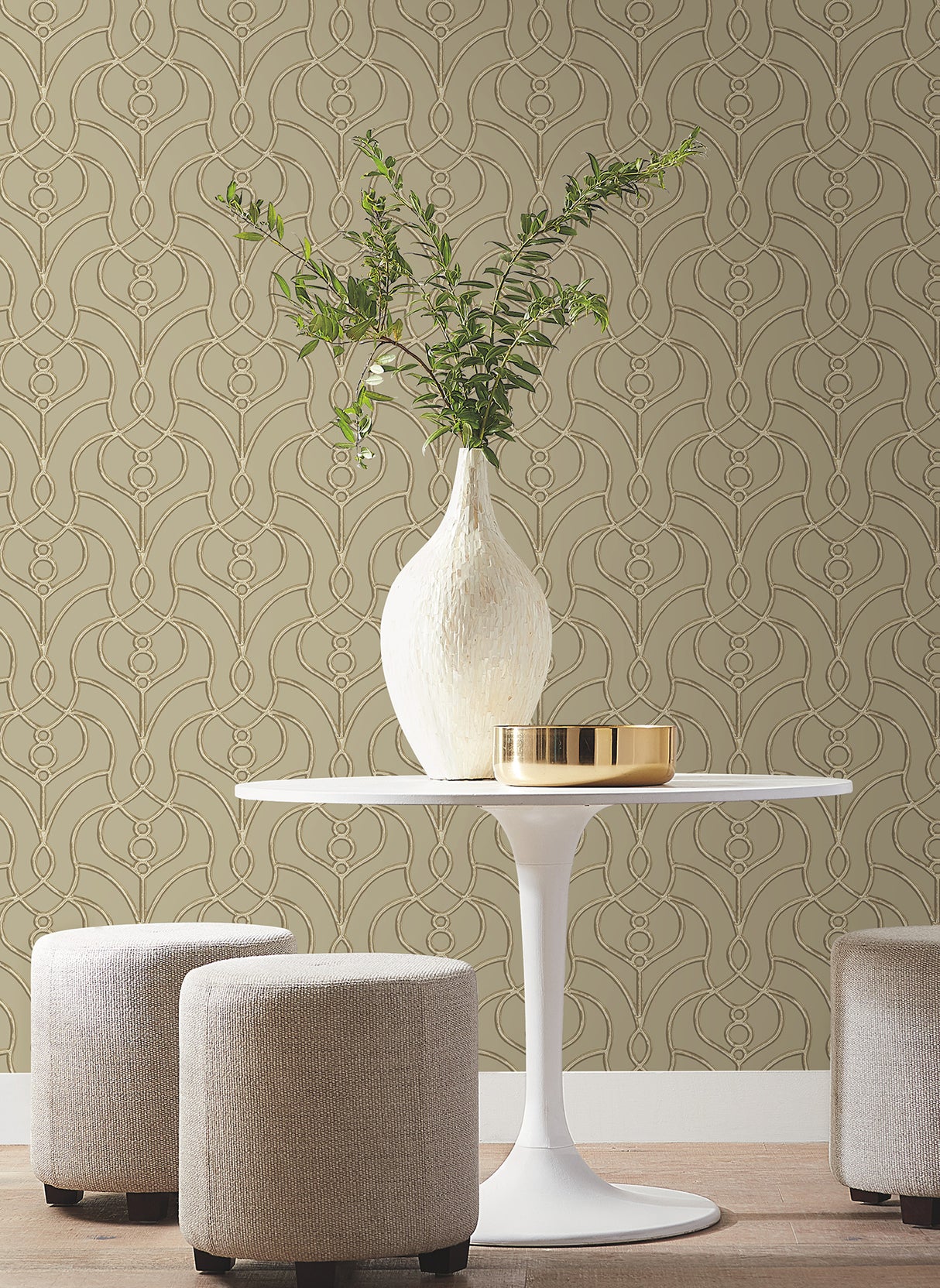 York EV3947 Divine Trellis Taupe Wallpaper