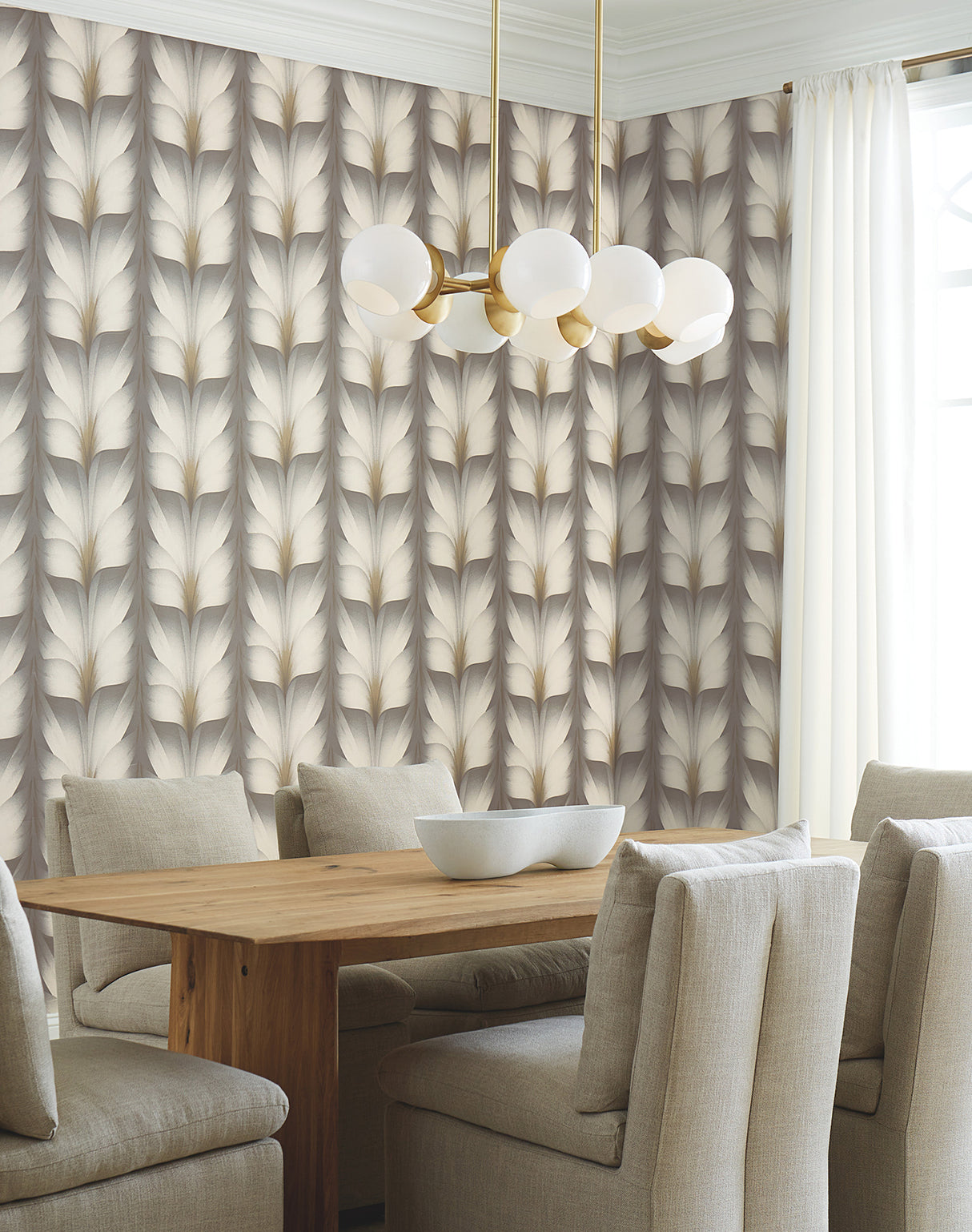 York EV3953 Lotus Light Stripe Charcoal Wallpaper
