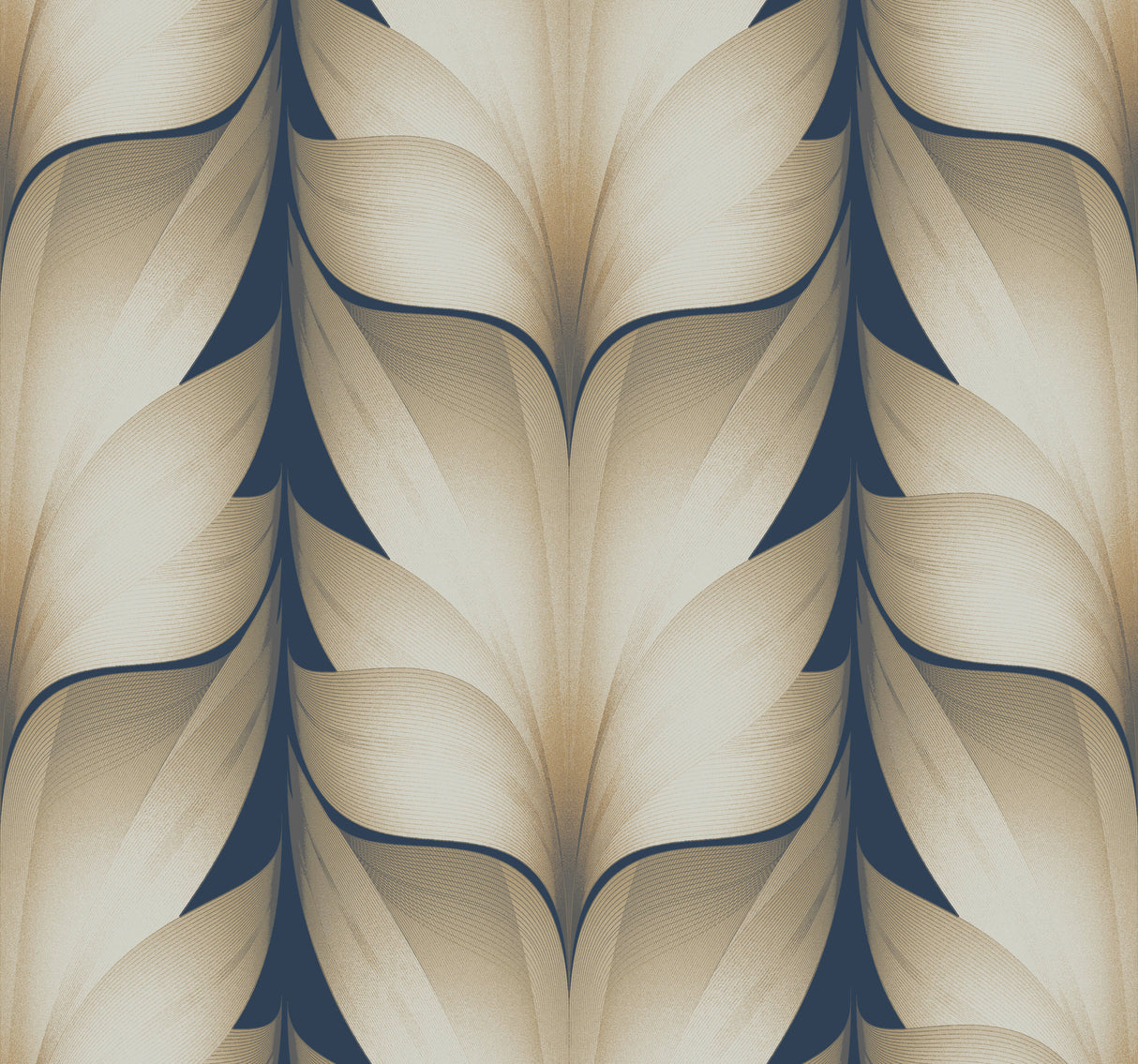 York EV3956 Lotus Light Stripe Navy Wallpaper