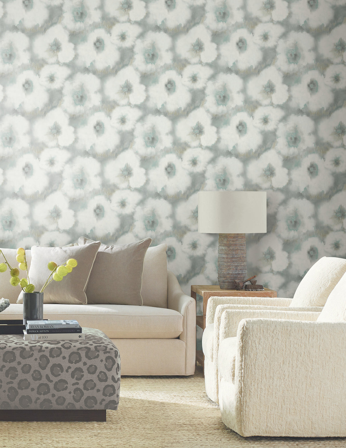 York EV3961 Blended Floral Aqua Wallpaper