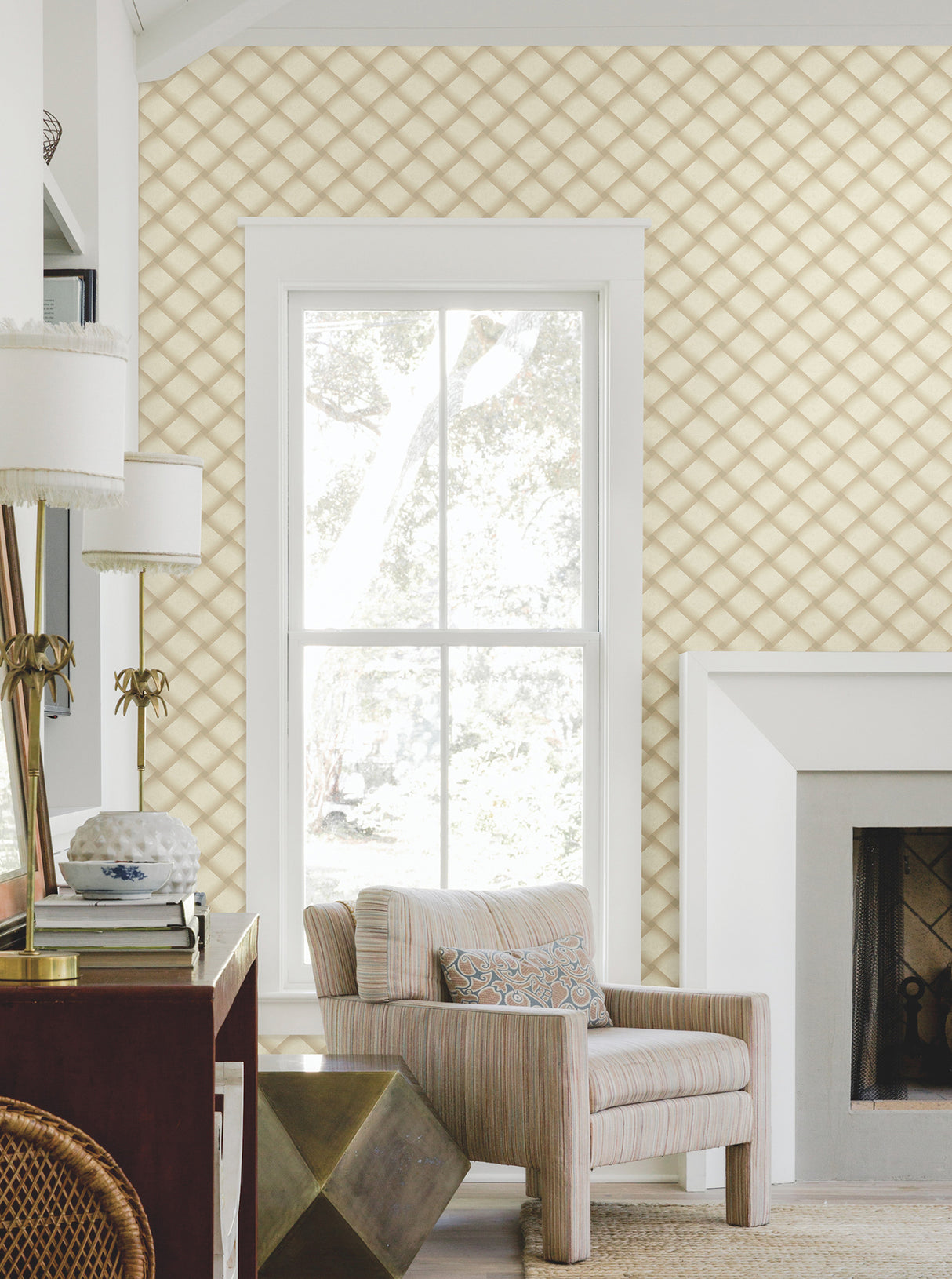 York EV3965 Bayside Basket Weave Blonde Wallpaper