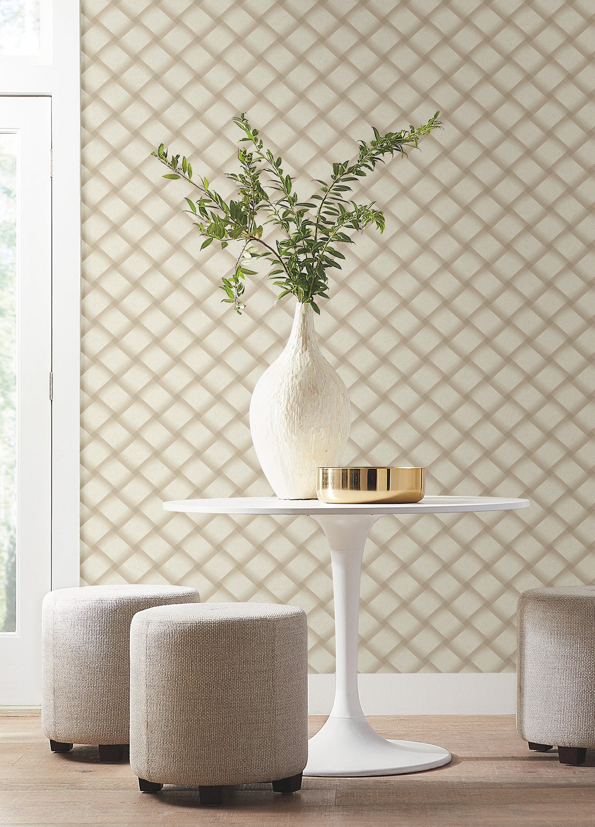 York EV3965 Bayside Basket Weave Blonde Wallpaper