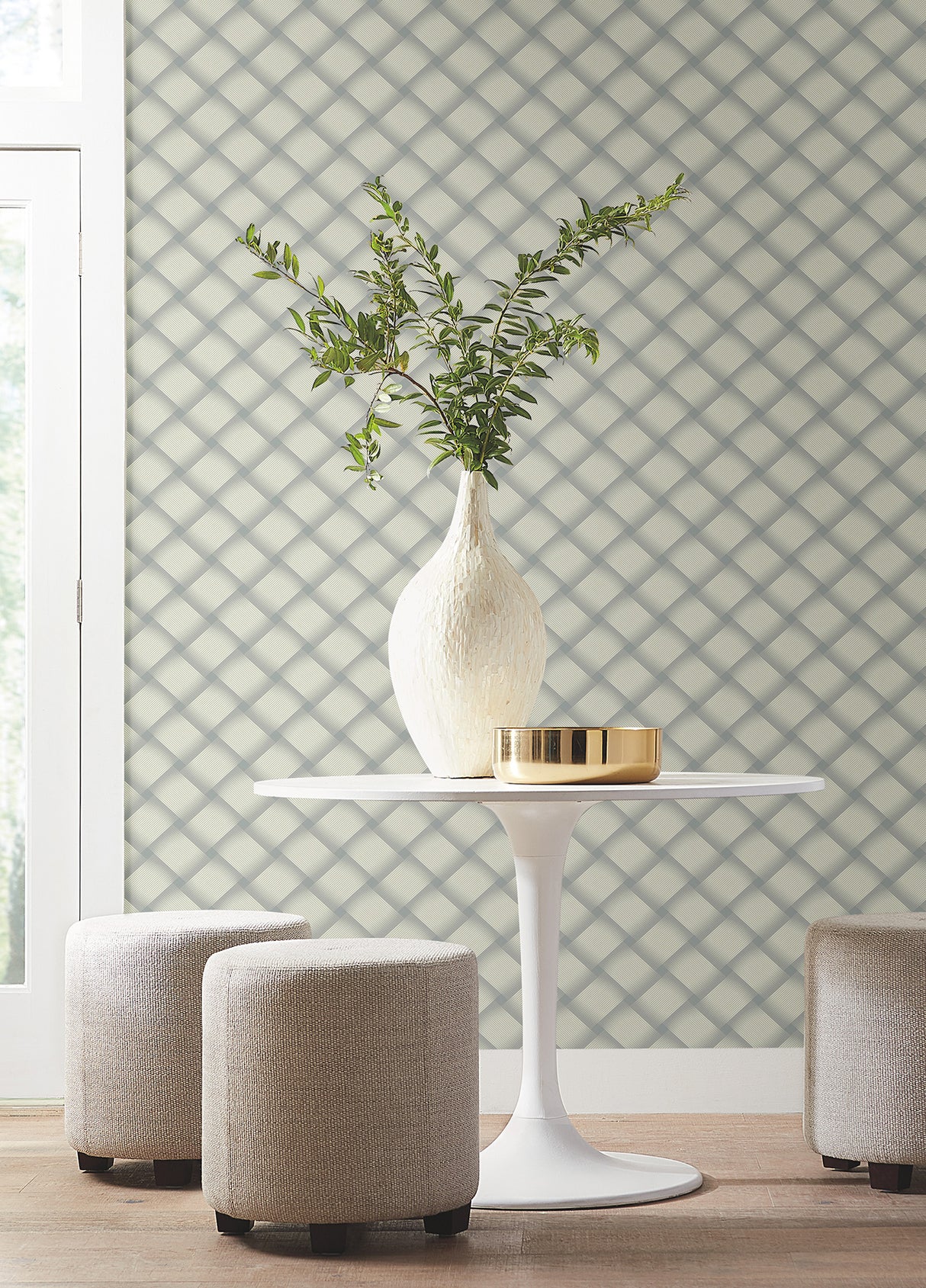 York EV3968 Bayside Basket Weave Smokey Blue Wallpaper