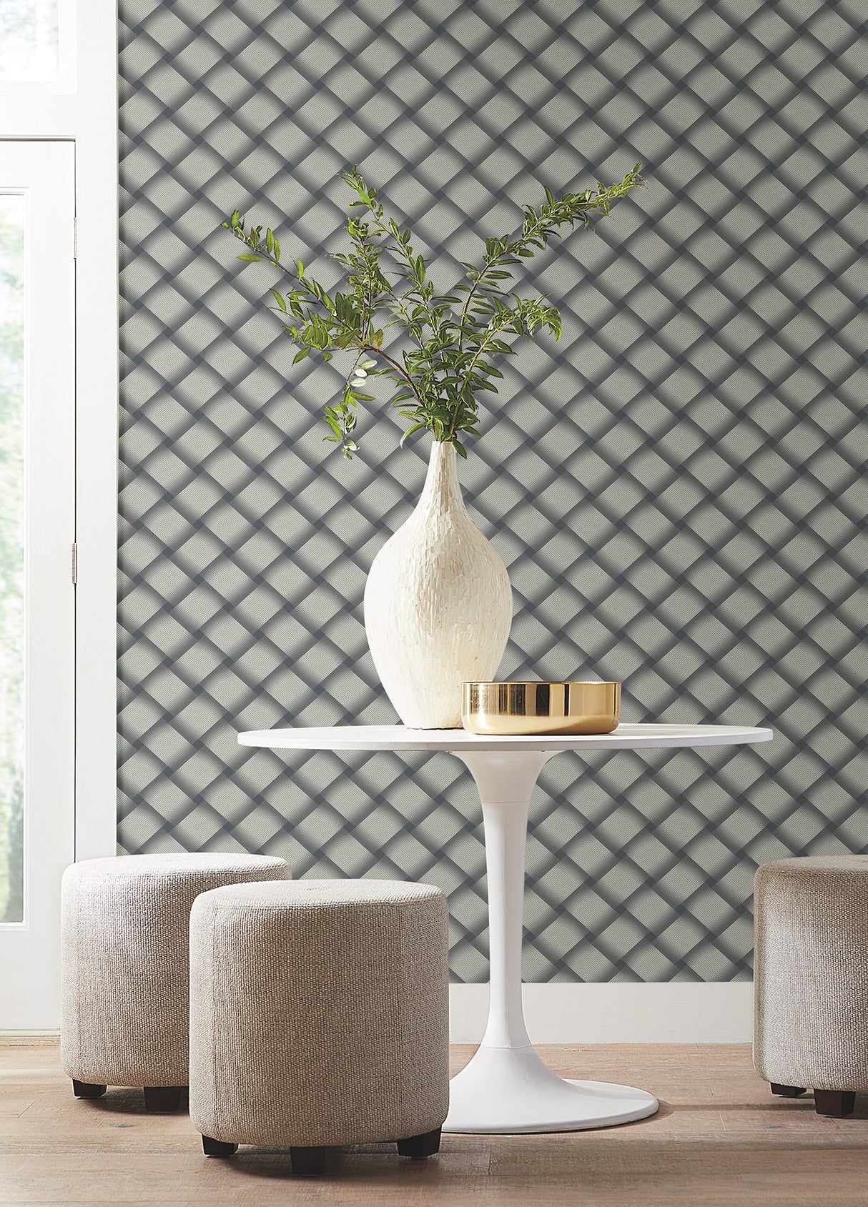 York EV3969 Bayside Basket Weave Navy Wallpaper