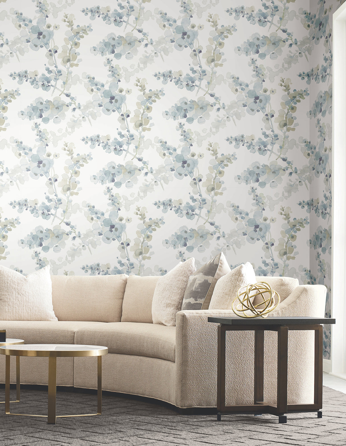York EV3974 Blossom Fling Blue Wallpaper