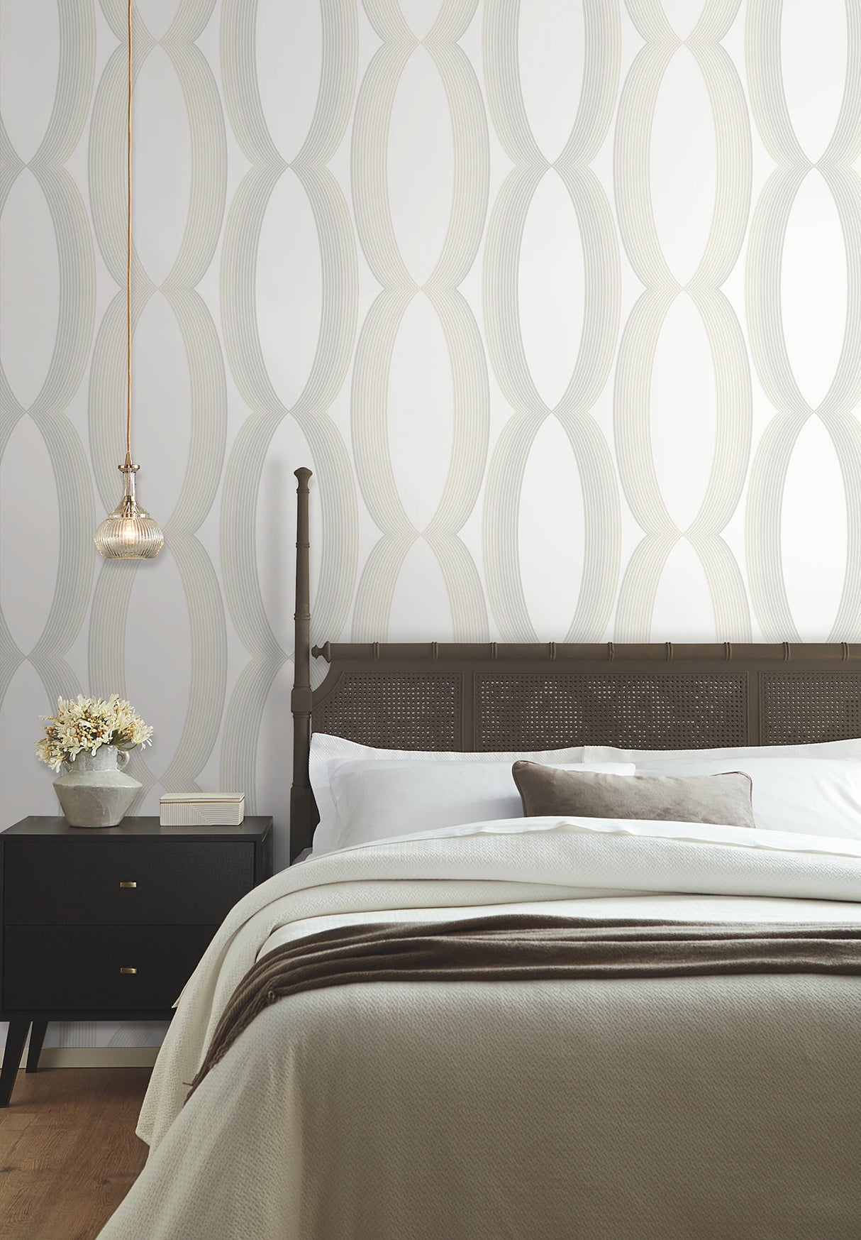 York EV3981 Progression Ogee White Wallpaper