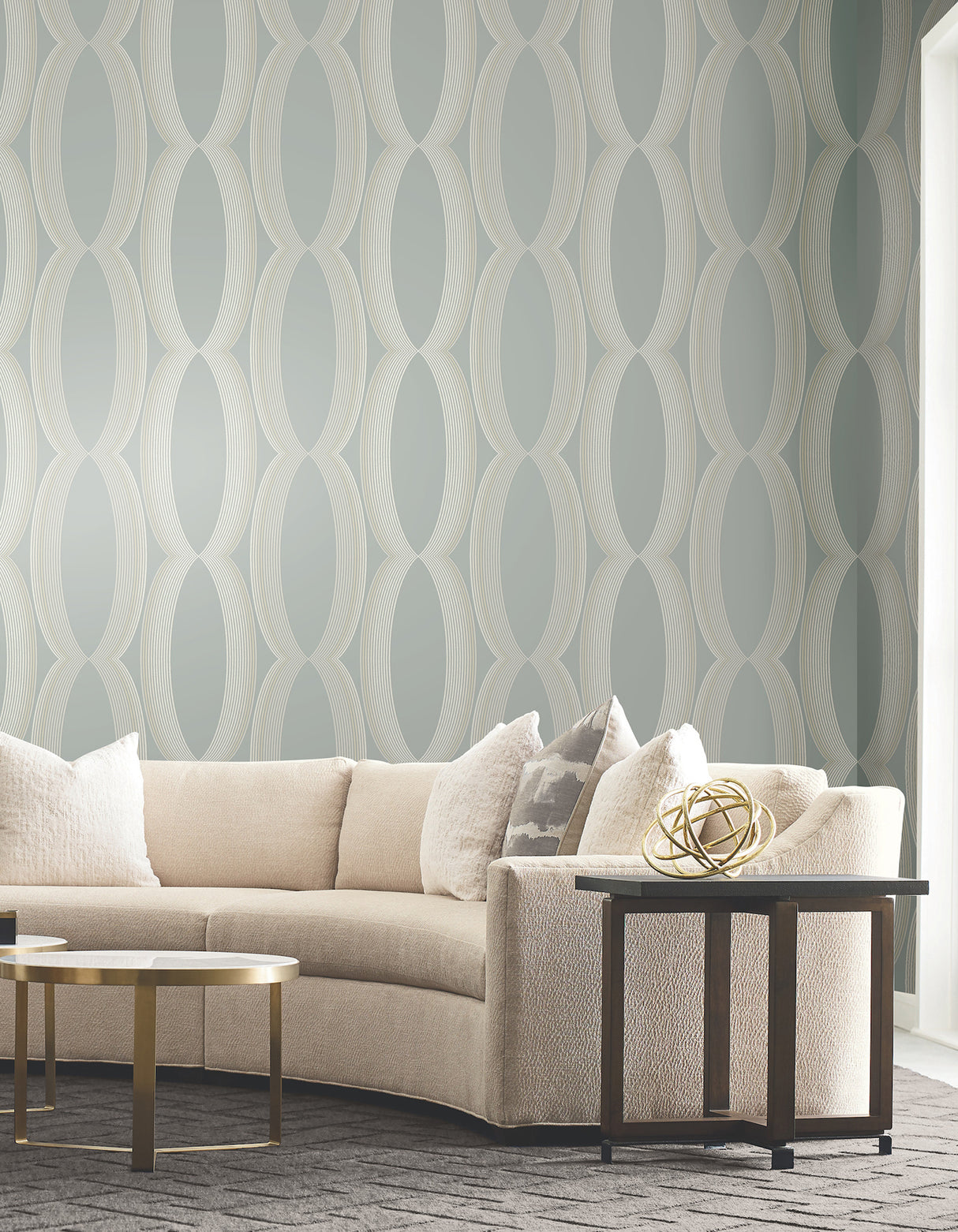 York EV3985 Progression Ogee Light Blue Wallpaper