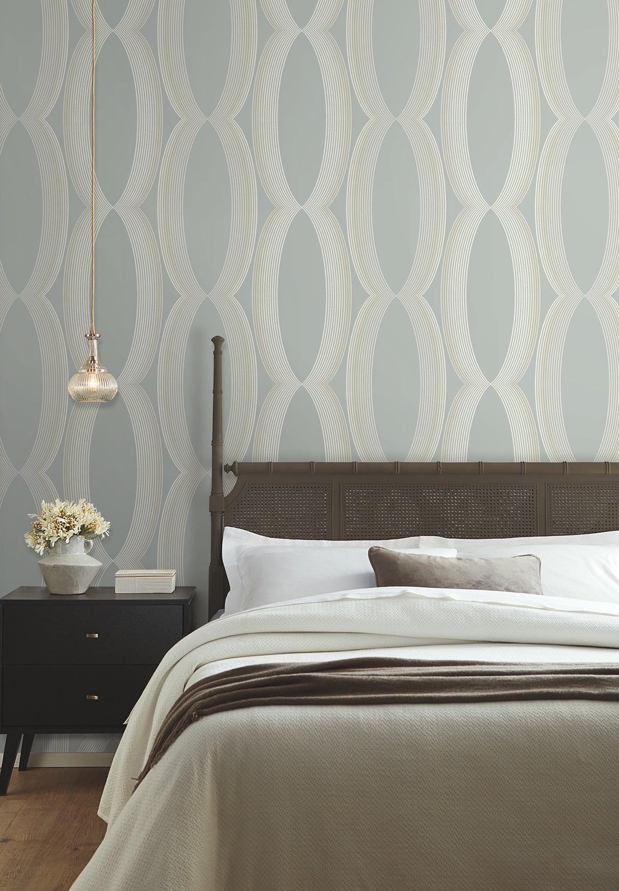 York EV3985 Progression Ogee Light Blue Wallpaper