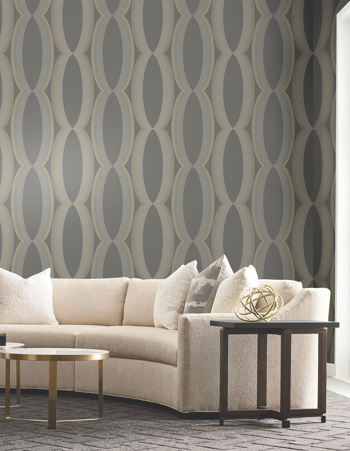 York EV3986 Progression Ogee Charcoal Wallpaper
