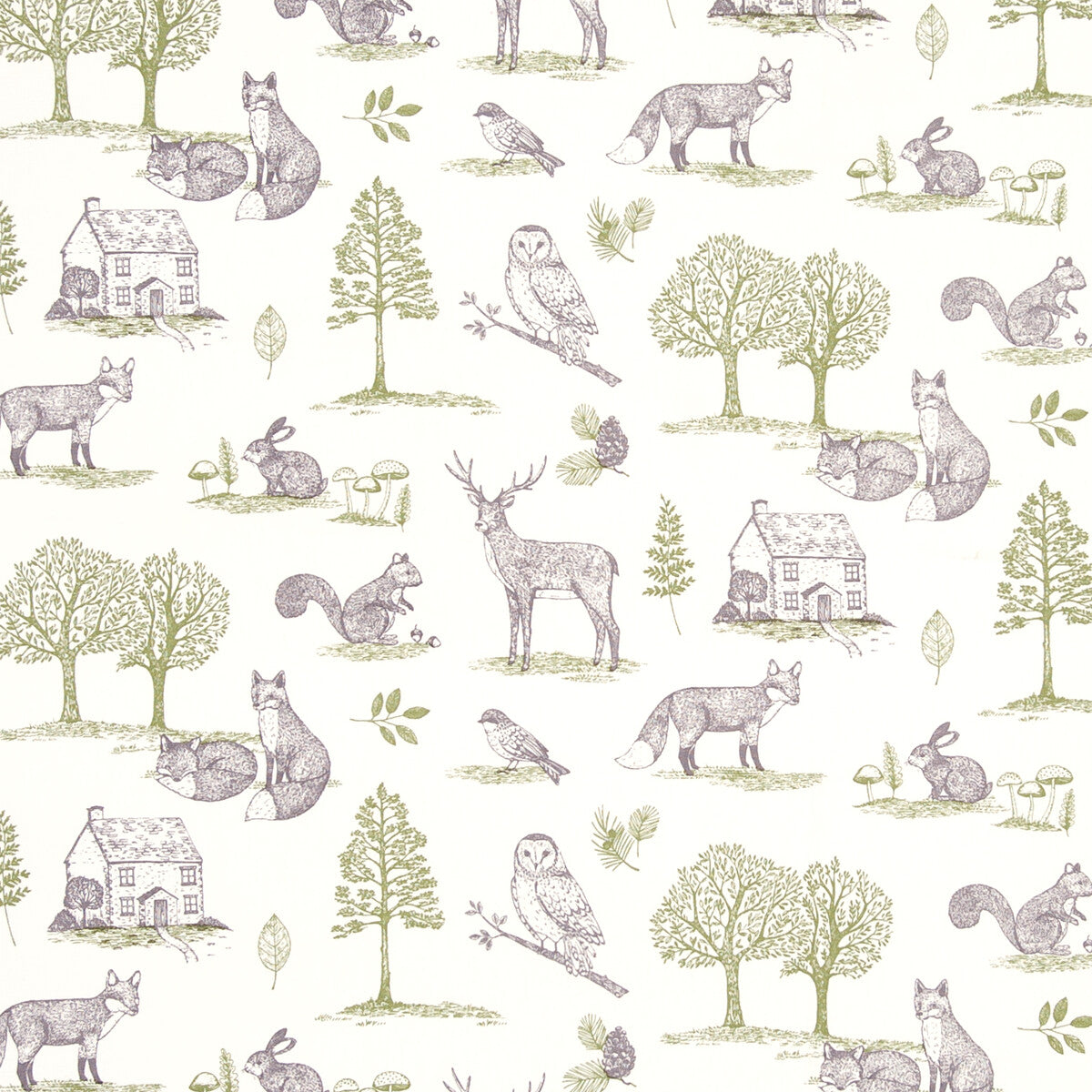 CLARKE AND CLARKE F0785/01.CAC.0 NEW FOREST FOREST NATURAL Fabric - Eade's Wallpaper