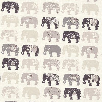 CLARKE AND CLARKE F0794/01.CAC.0 ELEPHANTS NATURAL Fabric - Eade's Wallpaper