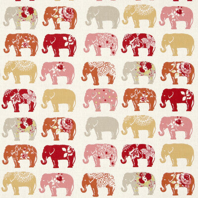 CLARKE AND CLARKE F0794/02.CAC.0 ELEPHANTS SPICE Fabric - Eade's Wallpaper