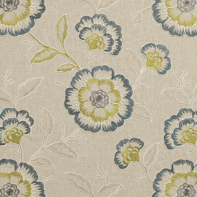 CLARKE AND CLARKE F0940/06.CAC.0 RICHMOND TEAL/ACACIA Fabric - Eade's Wallpaper