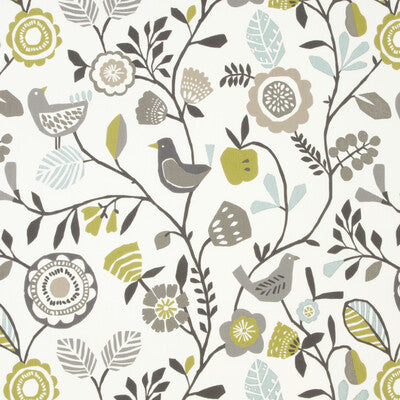 CLARKE AND CLARKE F0990/01.CAC.0 FOLKI CHARTREUSE/CHARCOAL Fabric - Eade's Wallpaper